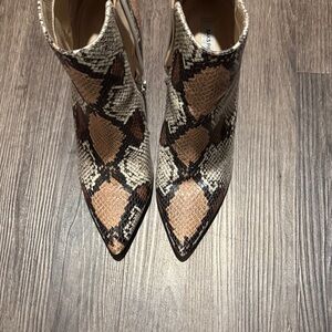 Saks Fifth Avenue Tan Snake Print Ankle Booties